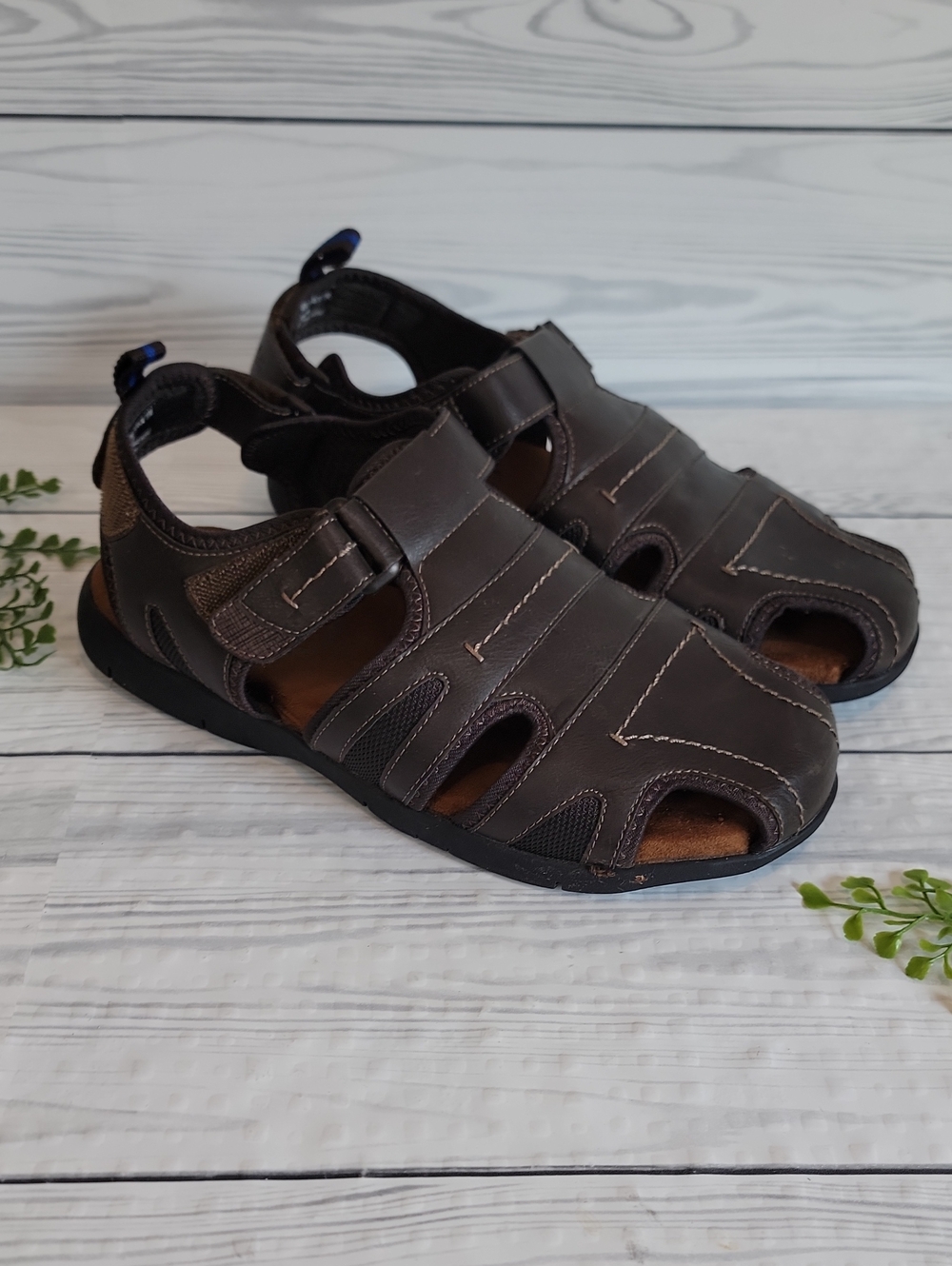 Nunn Bush Brown Faux Leather Fisherman Sandals - Mens Size 11